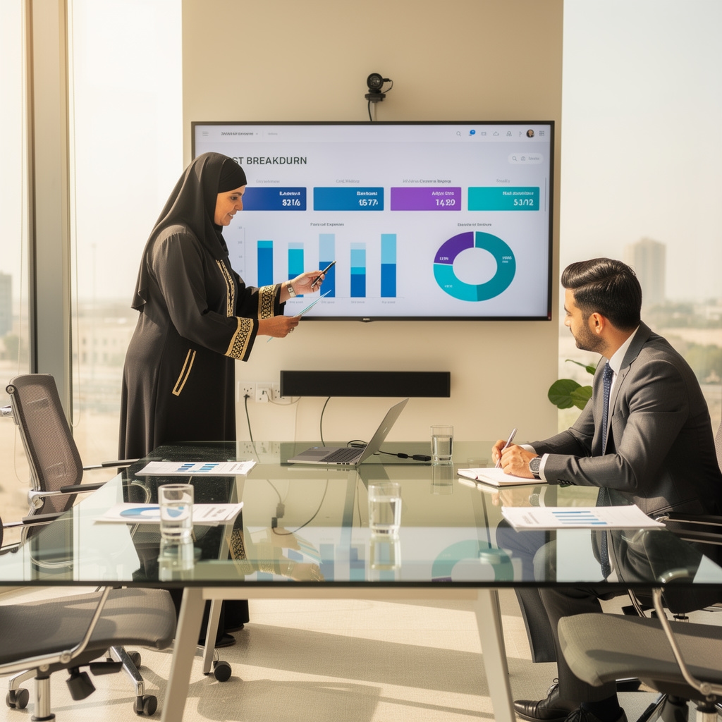 فريق يحلل بيانات التكاليف التشغيلية
